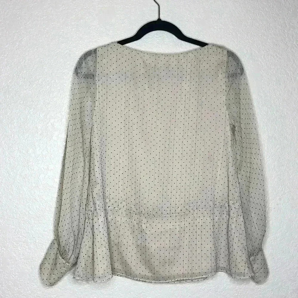 Waverly Grey Cold Shoulder Top Small Polka Dot Golden Stripe Peplum - Picture 3 of 10